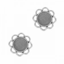 Metal basic cabochon setting Flower Ø12mm Antique silver 
